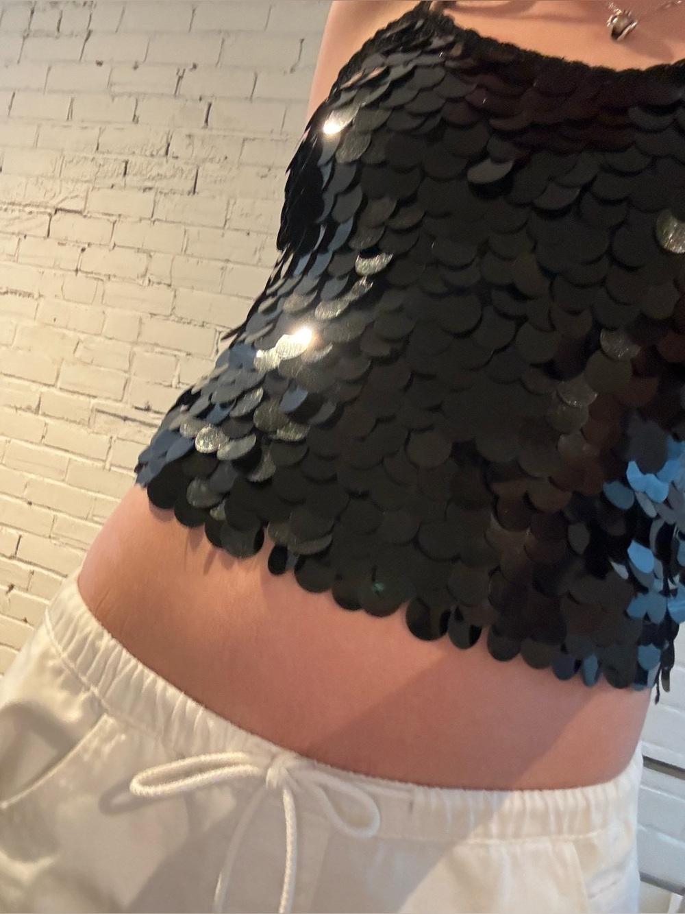 Vintage black sequins top